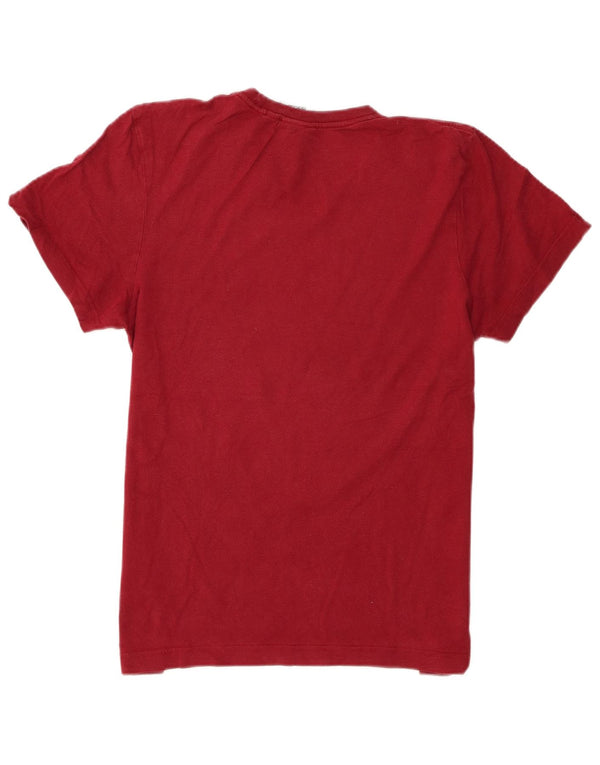 Adidas Mens Graphic T-Shirt Top Pequeno Algodão Borgonha