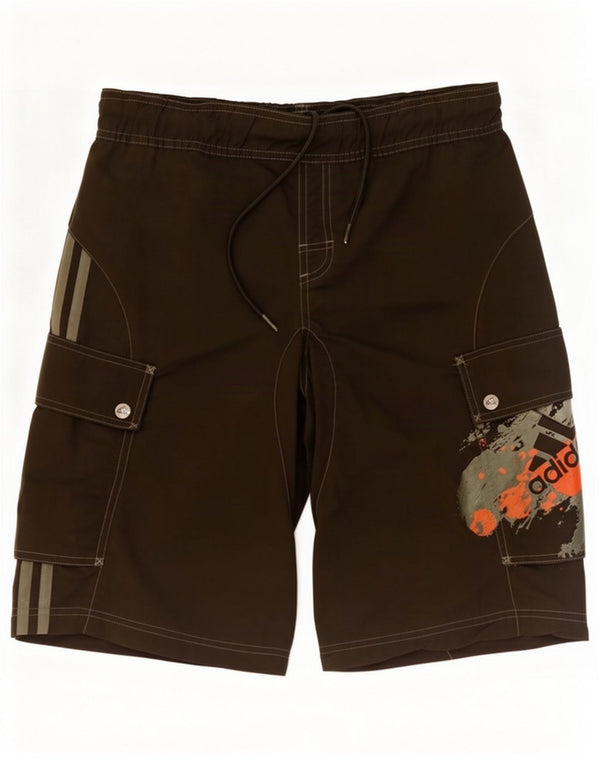 Shorts de natação masculinos Adidas Graphic pequeno cáqui poliamida