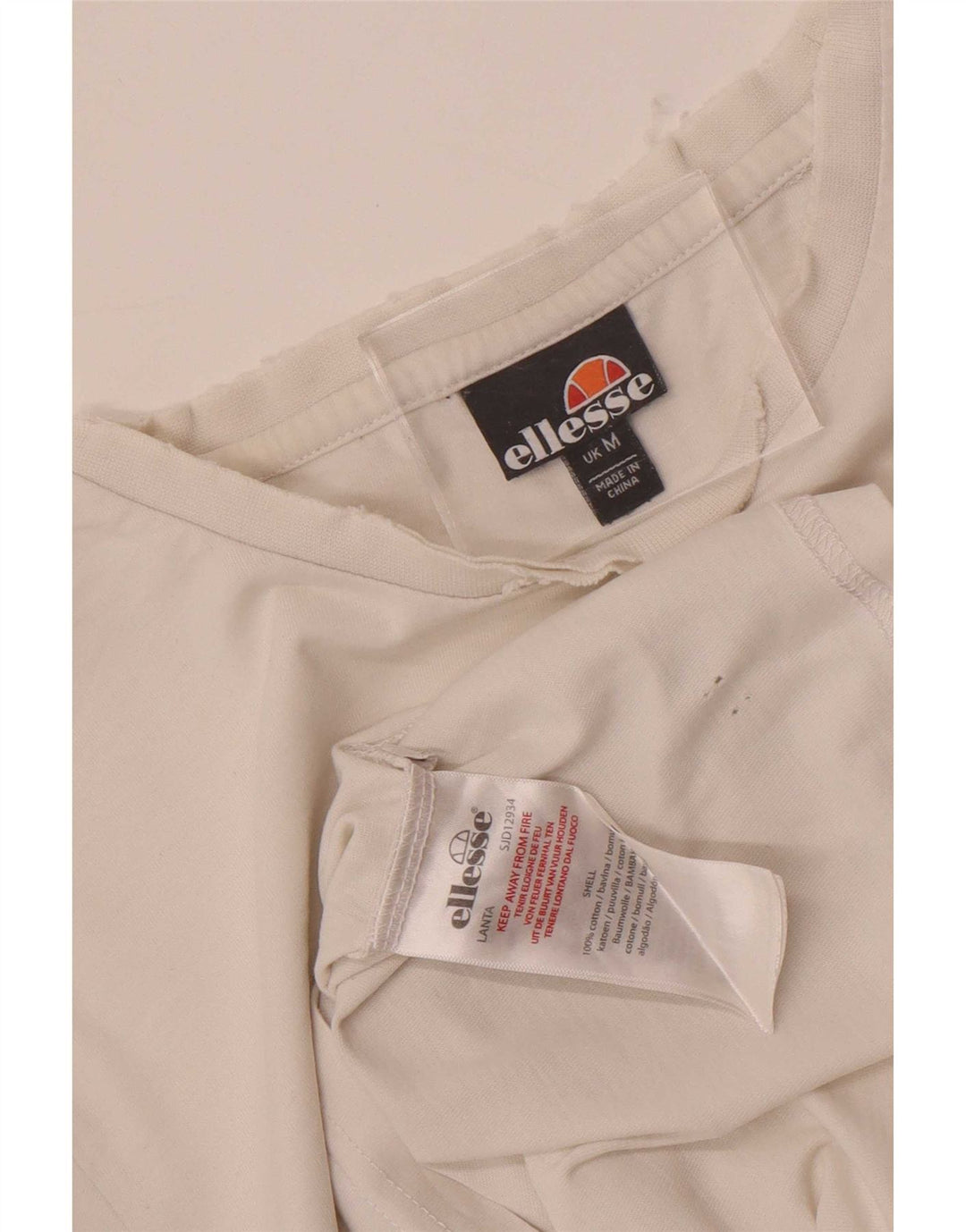 Ellesse Camiseta masculina gráfica top médio branco algodão colorblock