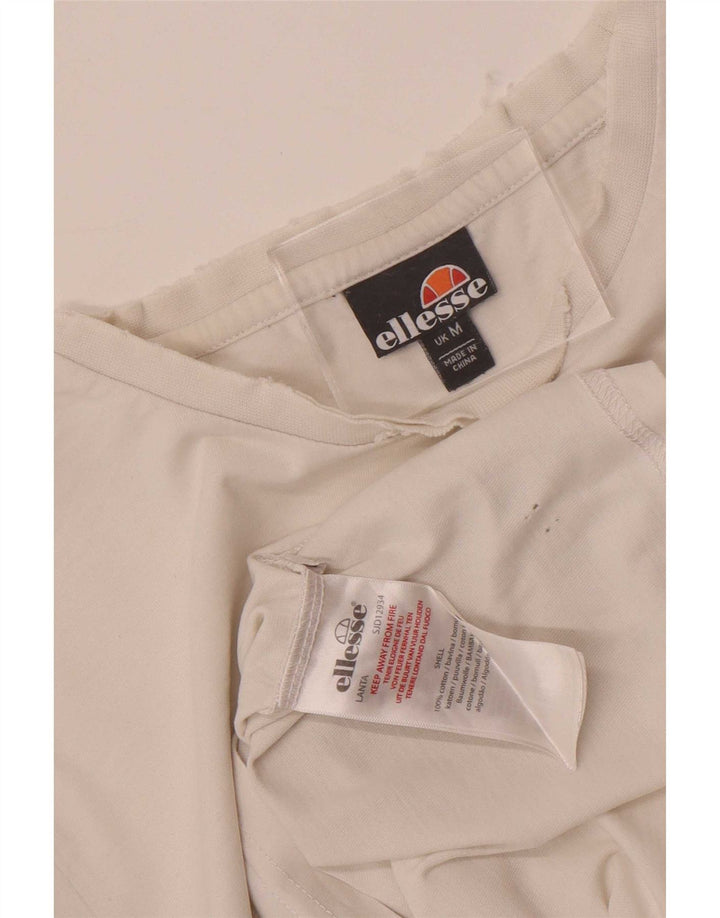 Ellesse Camiseta masculina gráfica top médio branco algodão colorblock