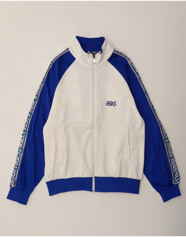Asics Mens Loose Fit Tracksuit Top Jacket IT 44 XS Branco Colourblock Retro