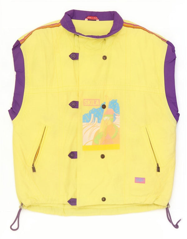 Skila Mens Graphic Gilet IT 50 Grande Algodão Colorblock Amarelo