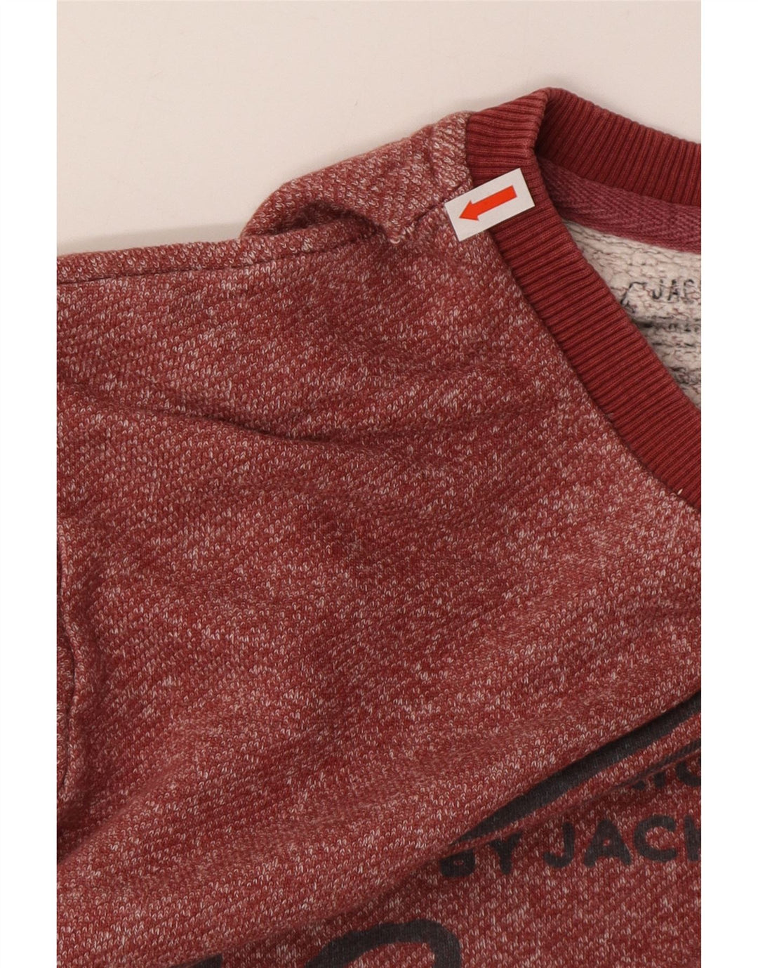 Jack & Jones moletom gráfico masculino jumper médio algodão manchado cor de vinho