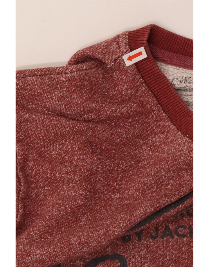 Jack & Jones moletom gráfico masculino jumper médio algodão manchado cor de vinho