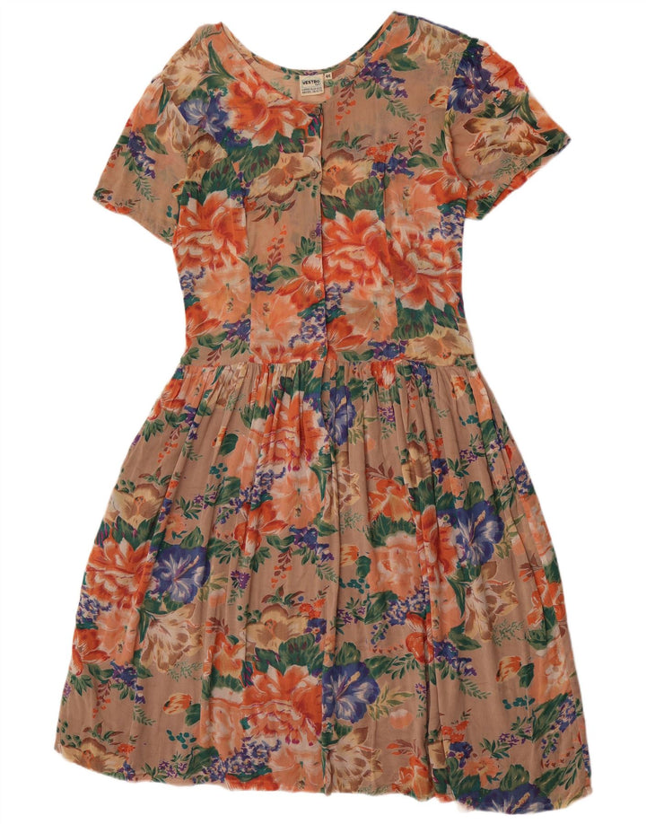 Vestido vintage feminino linha A IT 44 médio floral multicolorido
