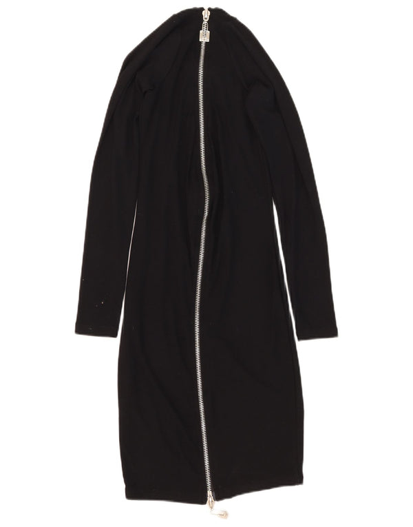 Elisabetta Franchi Vestido feminino estampado bodycon Reino Unido 8 pequeno preto viscose