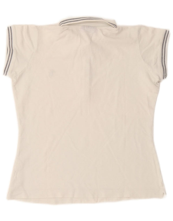 Camisa polo feminina Trussardi Jeans UK 12 algodão branco médio