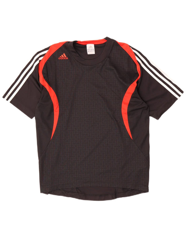 Adidas Mens T-Shirt Top Pequeno Poliéster Colorblock Preto