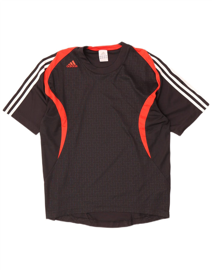 Adidas Mens T-Shirt Top Pequeno Poliéster Colorblock Preto