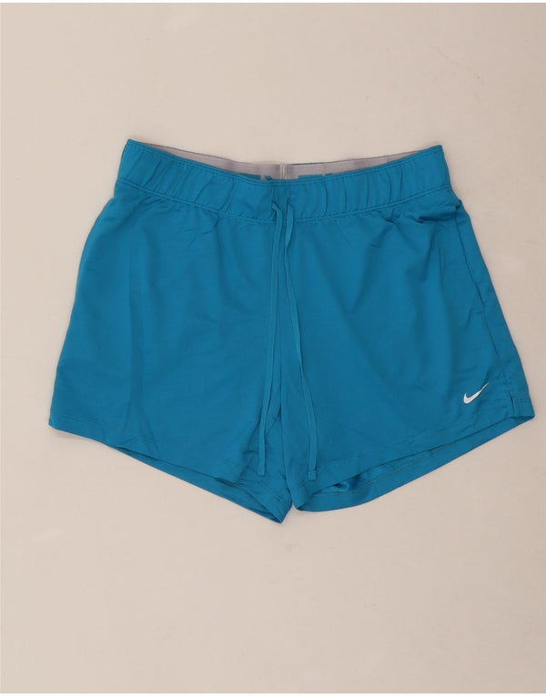 Shorts esportivos femininos NIKE Dri Fit UK 10 pequeno azul poliéster