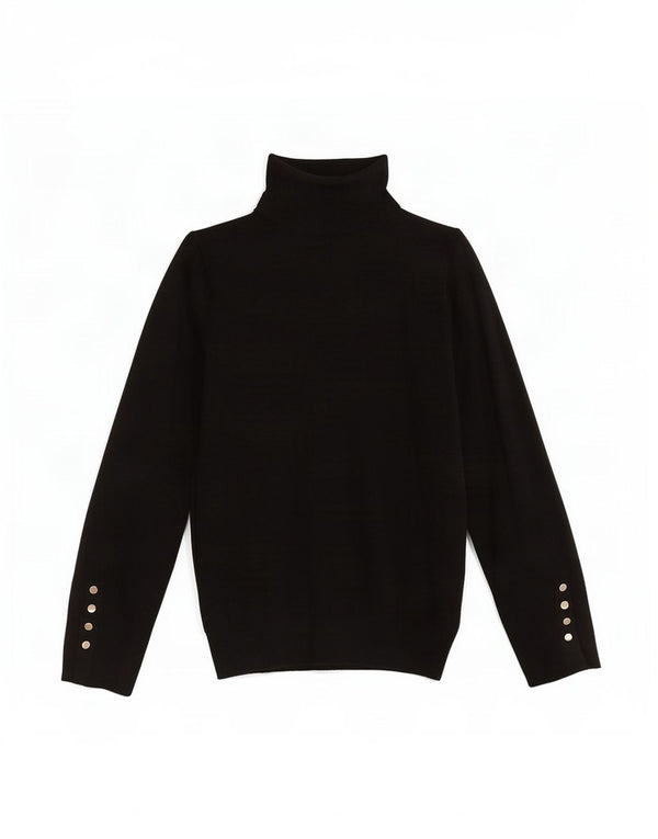 Zara Suéter feminino com gola redonda e gola redonda, preto pequeno, 10