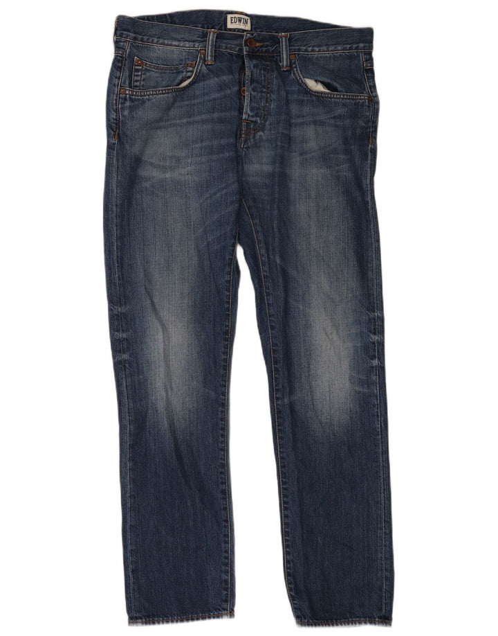 Calça jeans reta masculina Edwin com ajuste relaxado W34 L32 azul
