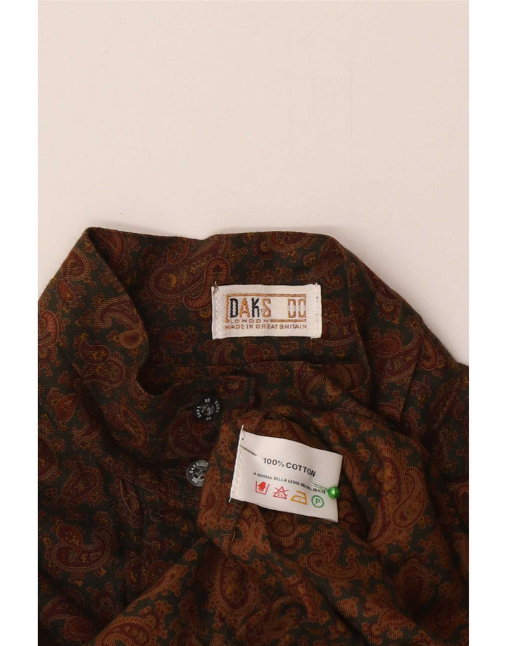 Camisa feminina DAKS Reino Unido 12 algodão paisley marrom médio