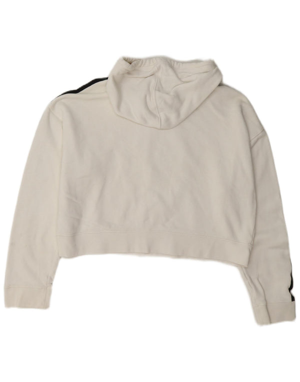 Adidas Womens Crop Hoodie Jumper UK 12 Médio Algodão Branco