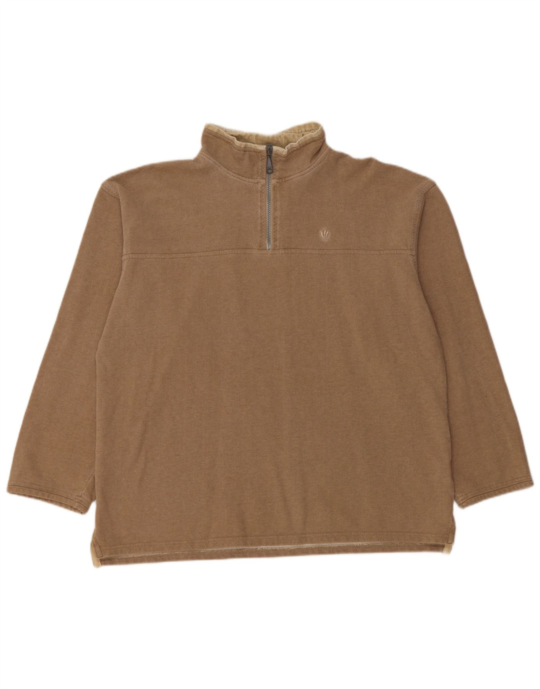 Fat Face Masculino Zip Neck Moletom Jumper Médio Algodão Bege