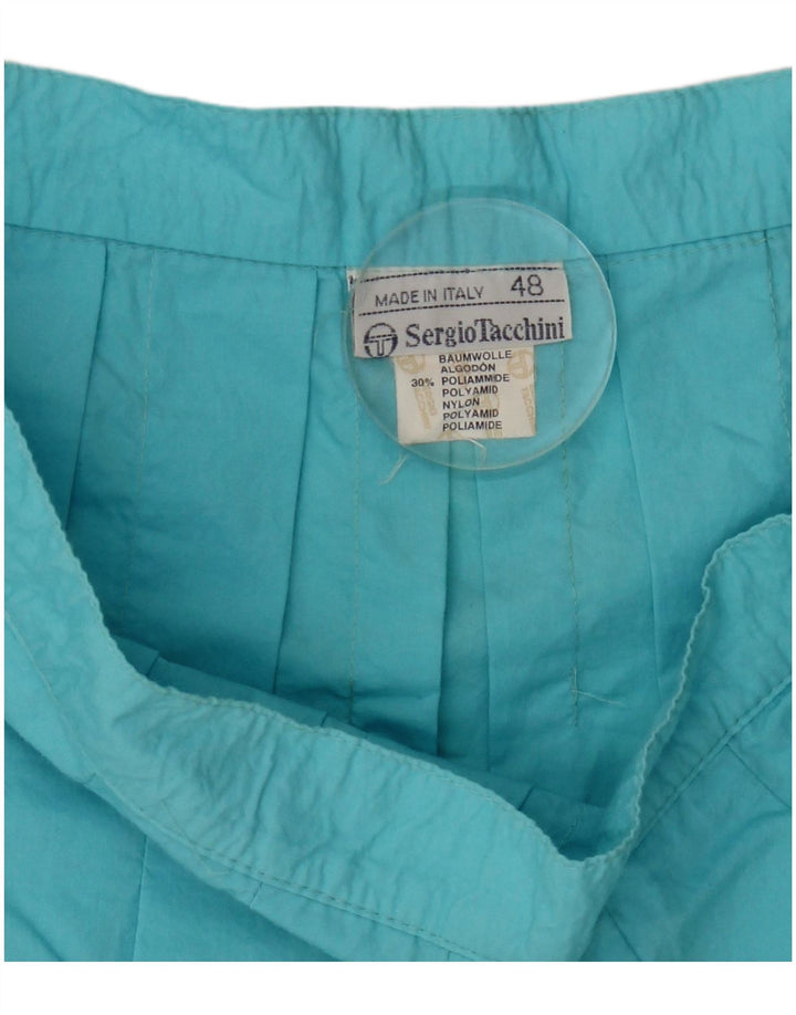 Minissaia feminina plissada Sergio Tacchini W28 algodão azul médio