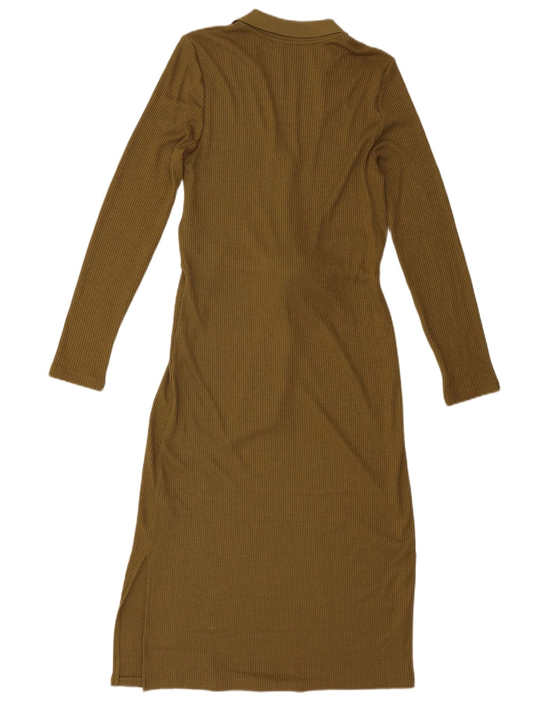 Vestido suéter feminino de manga comprida Marks & Spencer Reino Unido 8 pequeno poliéster cáqui