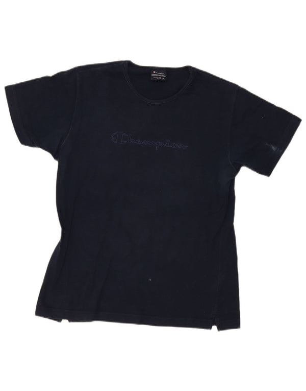 Camiseta feminina estampada Champion UK 14 algodão azul marinho médio