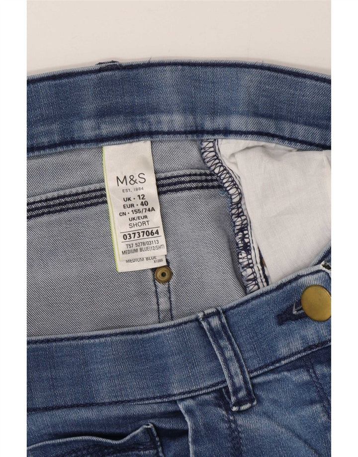 Calça jeans reta feminina Marks & Spencer desgastada Reino Unido 12 médio W28 L27 azul