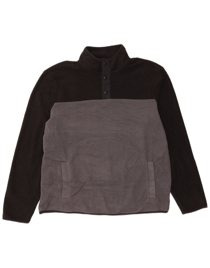 Suéter masculino de lã com gola redonda Marks & Spencer grande bloco colorido cinza