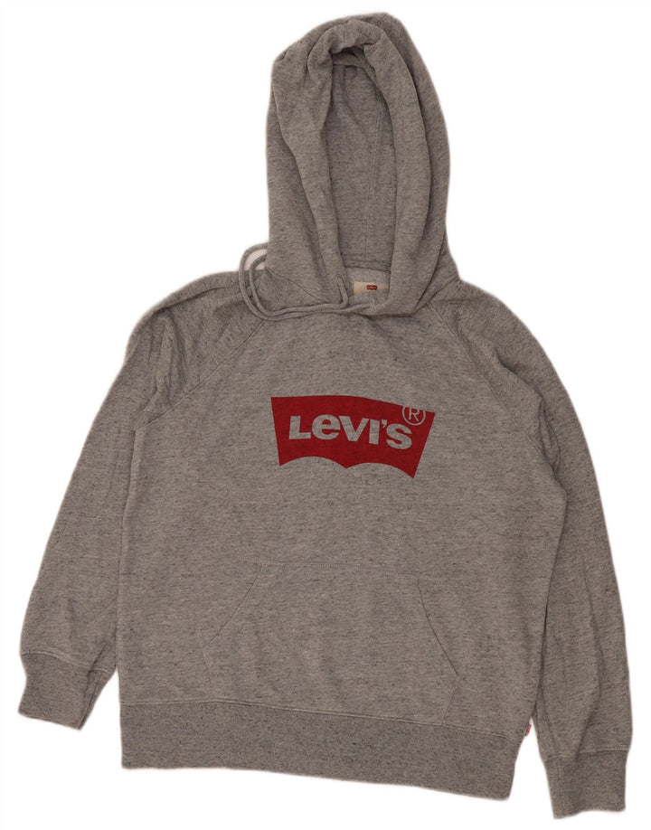 Moletom com capuz gráfico masculino Levi's pequeno algodão manchado cinza