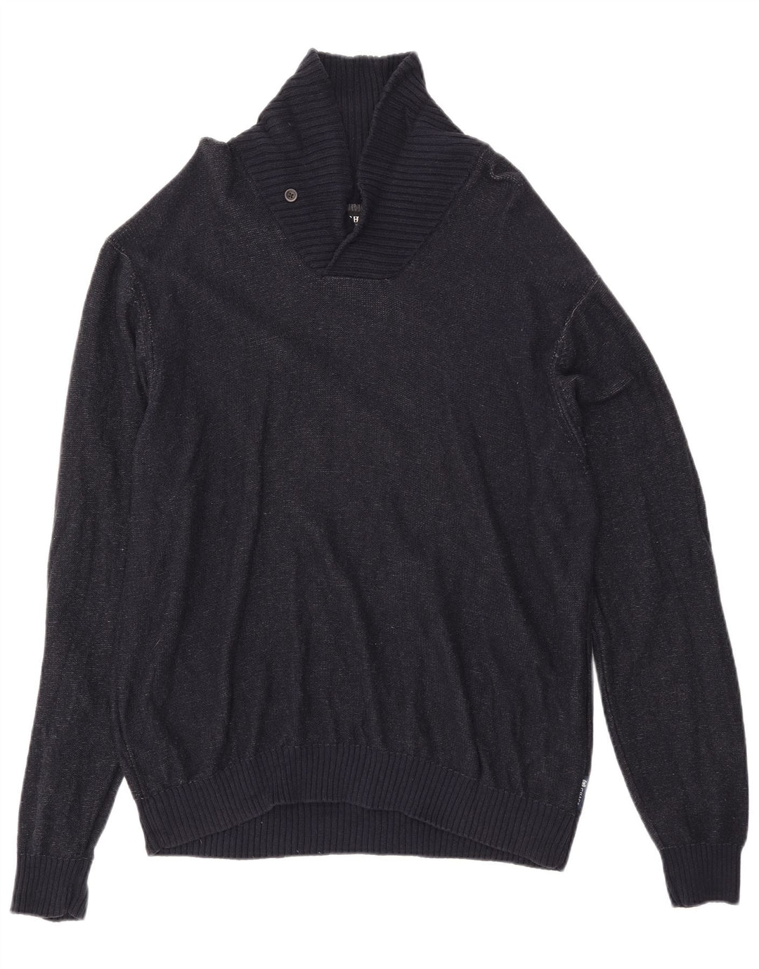 Suéter masculino CHAPS com gola xale XL azul marinho manchado