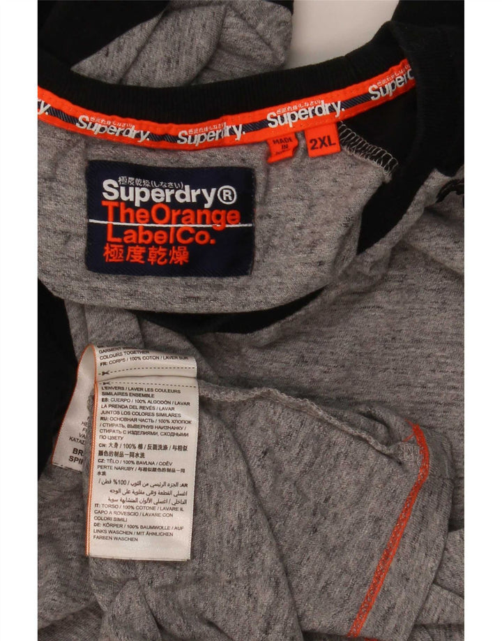 Top masculino Superdry manga comprida 2XL algodão colorblock cinza