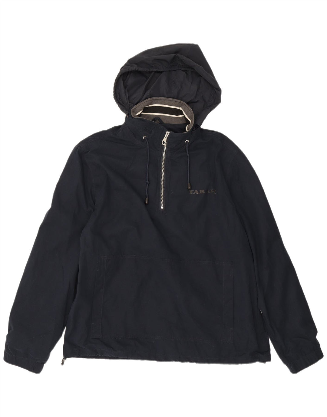 Jaqueta Anorak masculina com capuz Farah UK 40 grande poliéster azul marinho