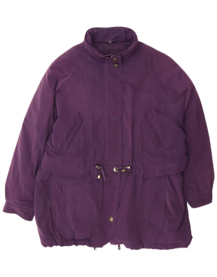 Casaco acolchoado de grandes dimensões das mulheres do vintage EU 46 XL poliéster roxo