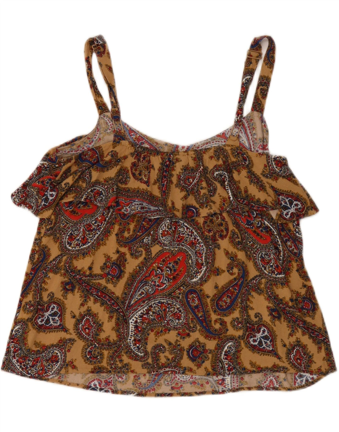 Top feminino Fat Face Crop Cami Reino Unido 12 Viscose Paisley marrom médio