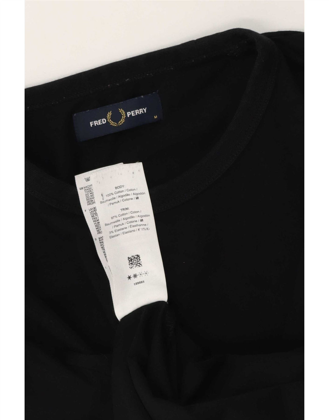 Camiseta masculina Fred Perry de algodão preto médio