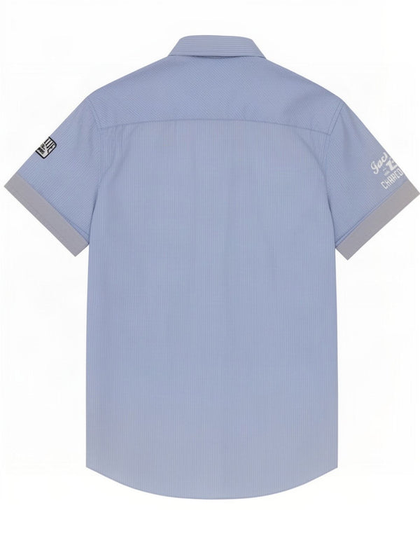 Jack & Jones Mens Graphic Short Sleeve Shirt Medium Blue Pinstripe Cotton