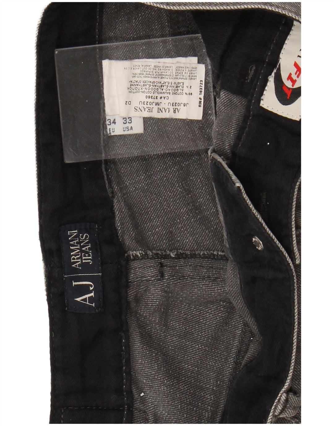 ARMANI Jeans retos masculinos W33 L33 algodão cinza
