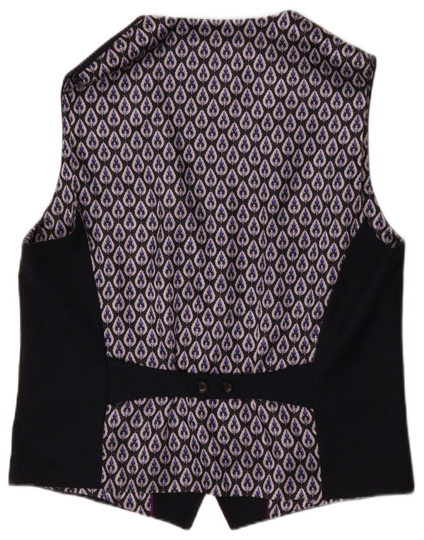 TED BAKER Mens Waistcoat Size 5 XL Navy Blue Floral Polyester