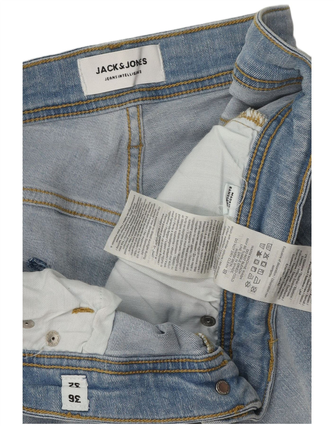 Jack & Jones Masculino GLENN Slim Jeans W36 L32 Azul Algodão