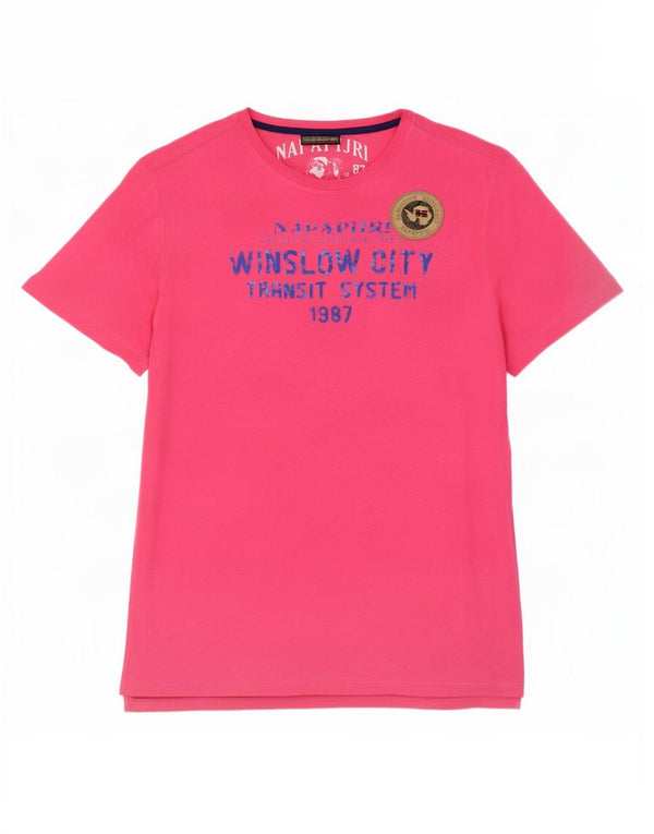 Camiseta masculina gráfica Napapijri grande rosa
