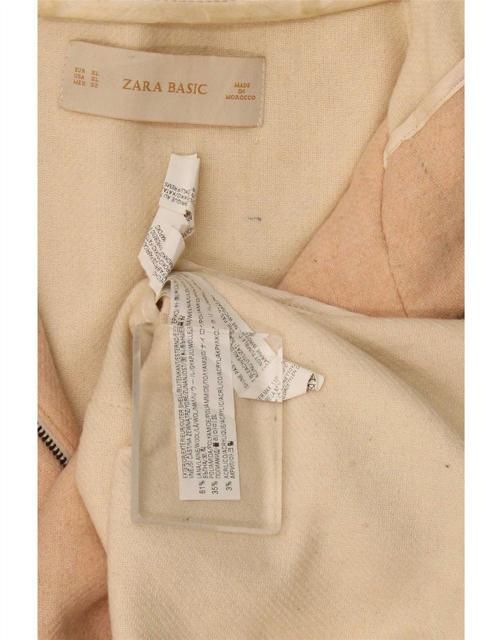 Zara Casaco feminino com capuz UK 18 XL lã bege