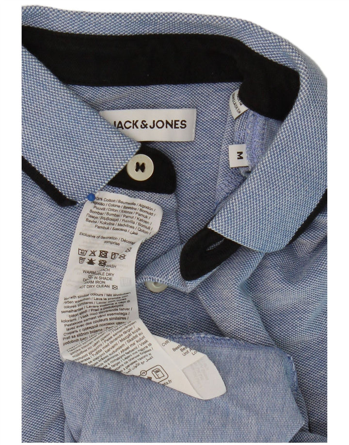 Camisa polo masculina Jack & Jones de algodão azul médio