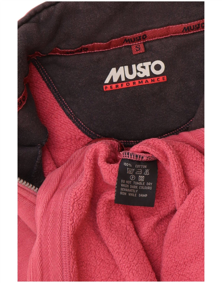 Musto moletom masculino com zíper e gola alta de algodão rosa pequeno