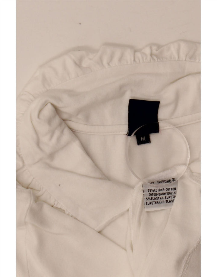 Camisa polo feminina IVY OXFORD Reino Unido 12 algodão branco médio