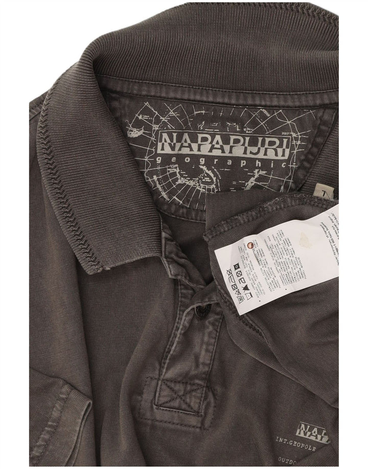 Camisa polo masculina NAPAPIJRI grande algodão cinza