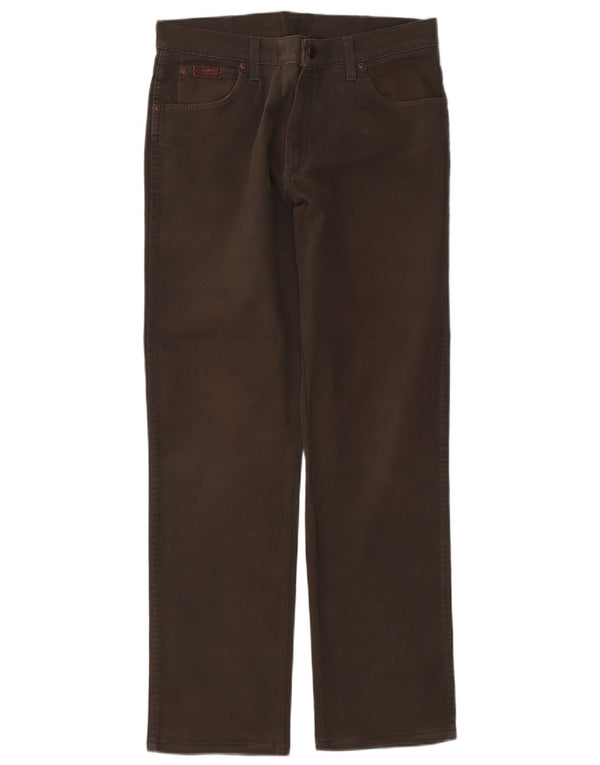 Wrangler Mens Texas Stretch Calça Casual Reta W33 L32 Algodão Marrom
