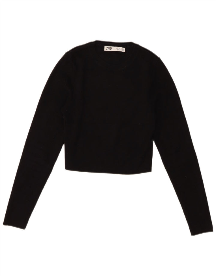 Zara Womens Crop Top UK 14 Grande Viscose Preta