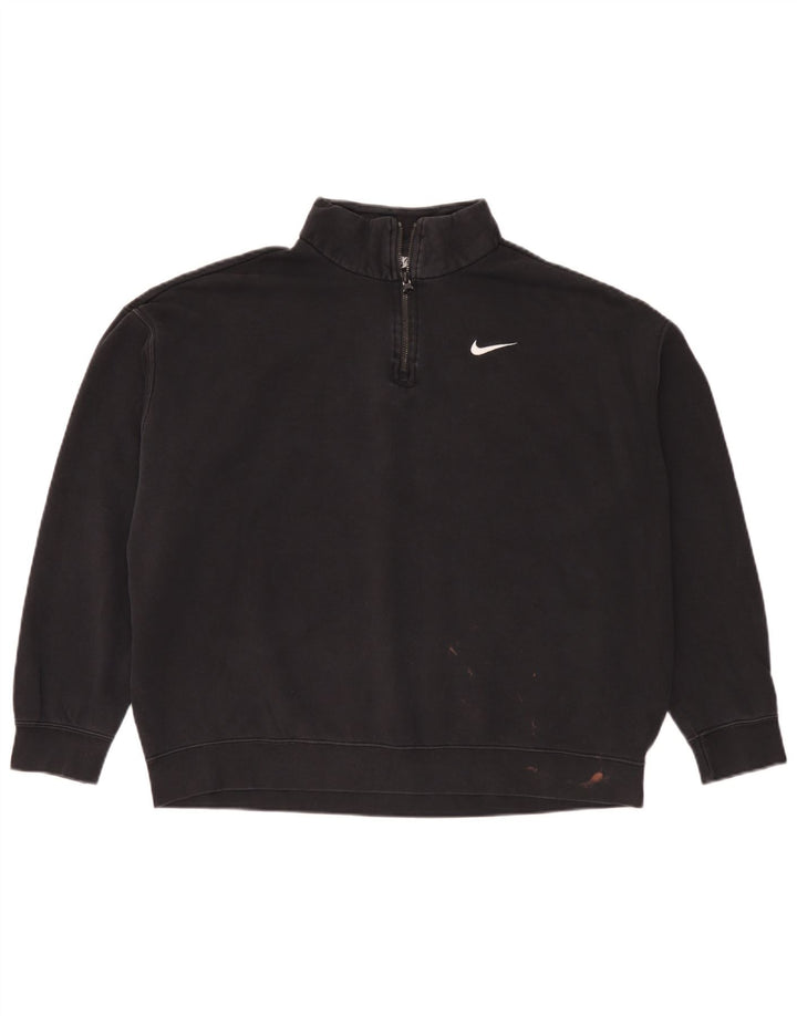 Moletom feminino Nike com zíper 1/4 oversized jumper UK 10 pequeno algodão preto