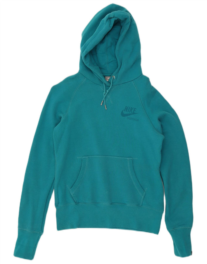 Nike Womens Hoodie Jumper UK 12 Médio Algodão Azul