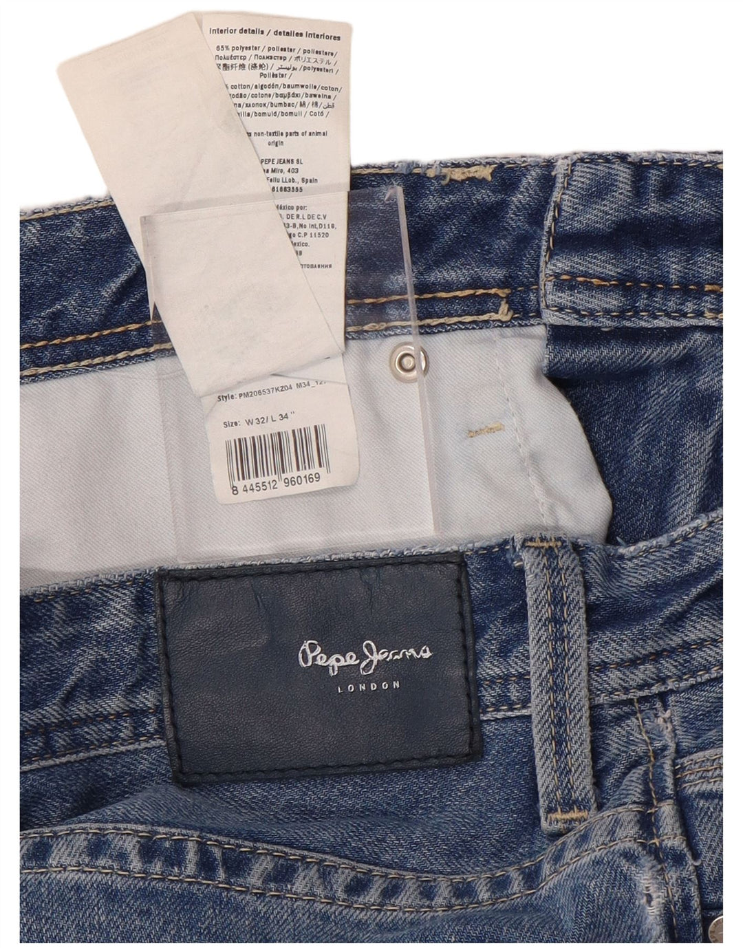 PEPE JEANS Jeans reto feminino W32 L34 azul algodão