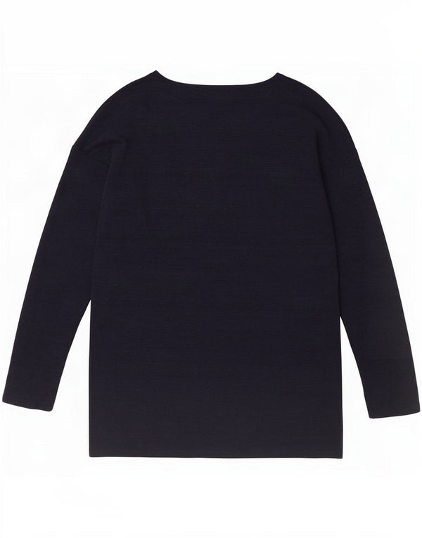 Top feminino Marks & Spencer manga comprida UK 14 grande poliéster azul marinho