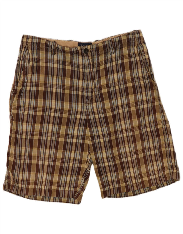 Izod Mens Chino Shorts W36 Grande Algodão Xadrez Verde