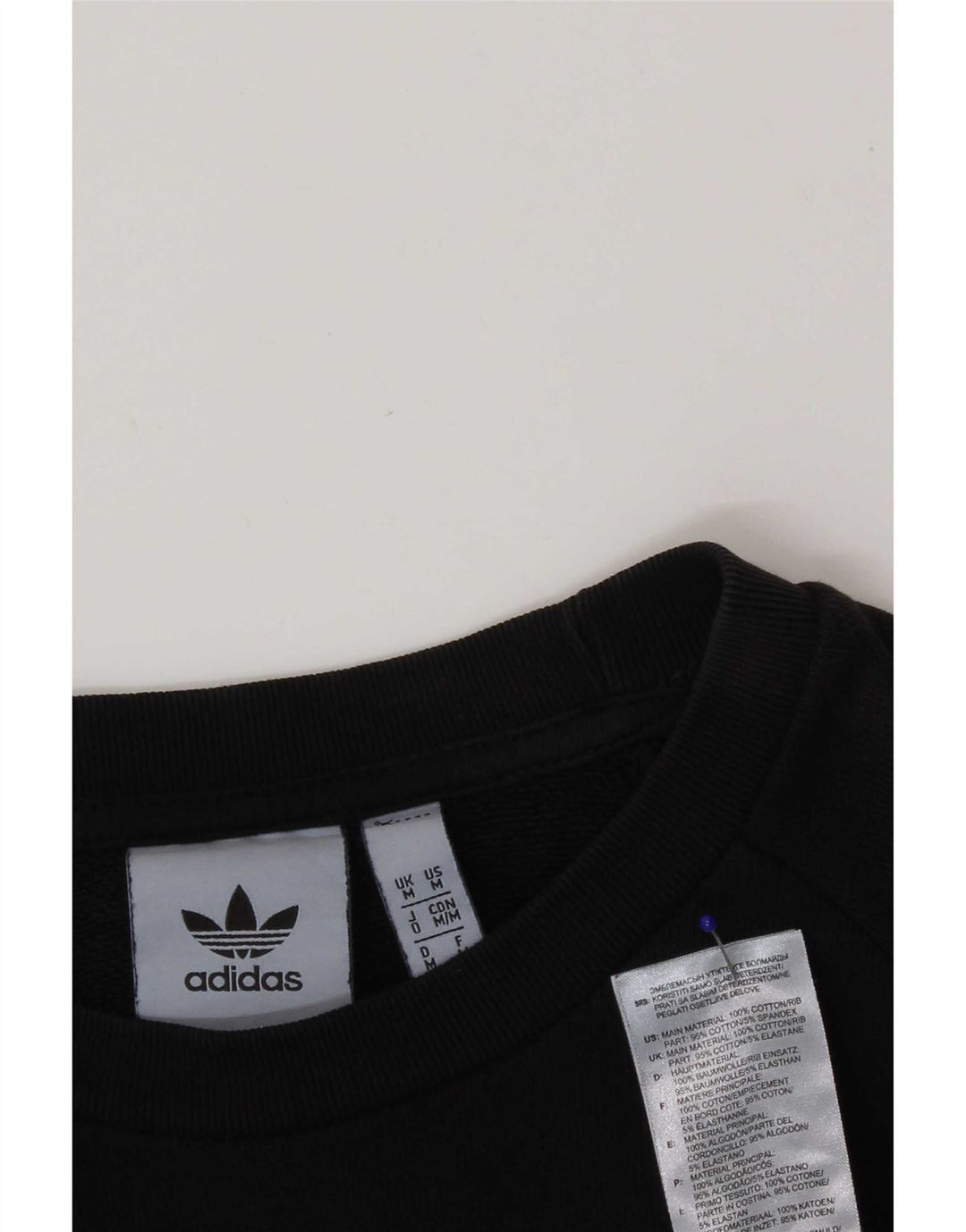 Adidas Mens Moletom Jumper Médio Algodão Preto