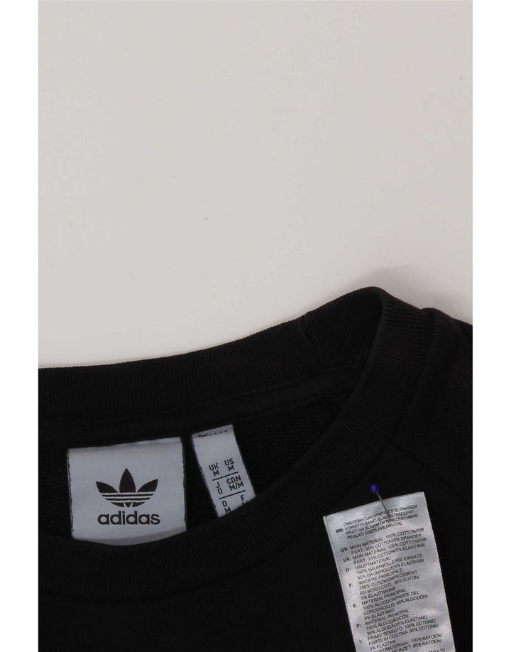 Adidas Mens Moletom Jumper Médio Algodão Preto